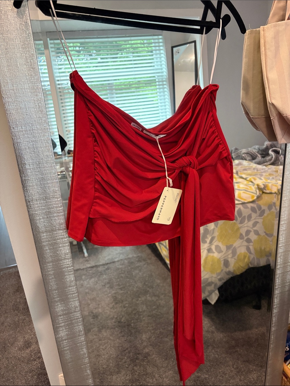 Peppermayo Red Draped Knot Grazie Lou Mini Skirt